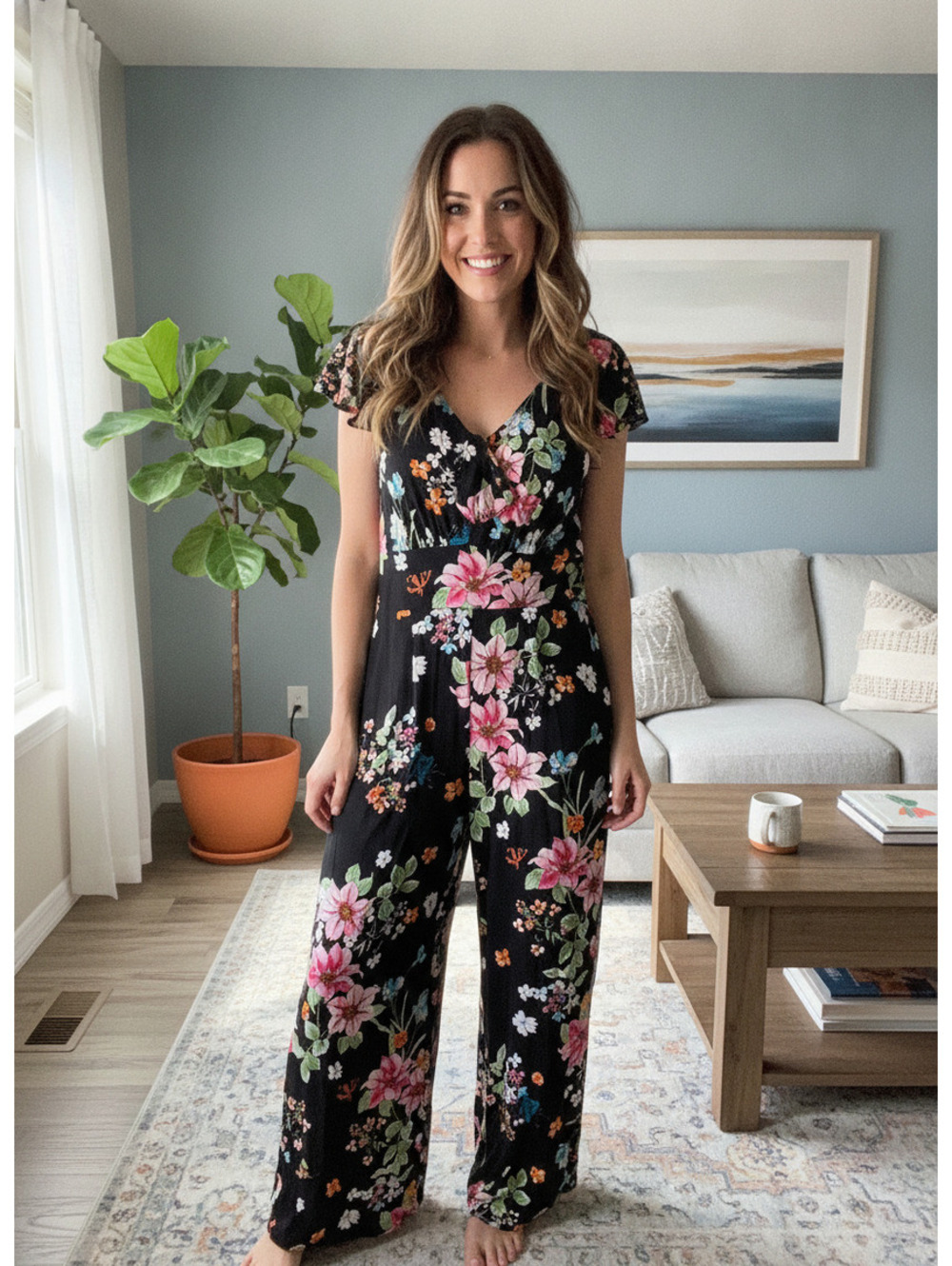Preloved Love Fire Women's Floral Short Sleeve Jumpsuit 2070